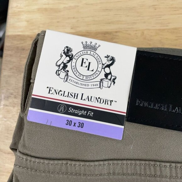 NEW English Laundry Men's 30x30 Straight Fit Pants Tan Cotton/Spandex Blend - Picture 5 of 8
